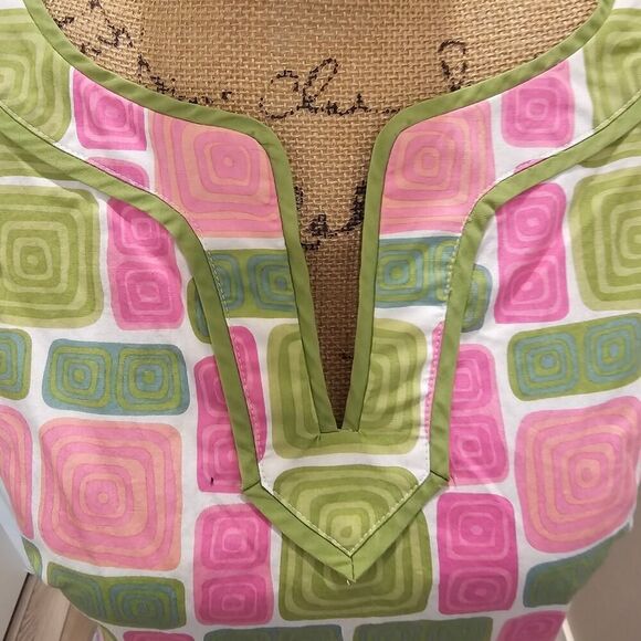 Talbots Women's Pink/Green Sleeveless Scalloped Hem Dress Size 4 - Picture 3 of 7